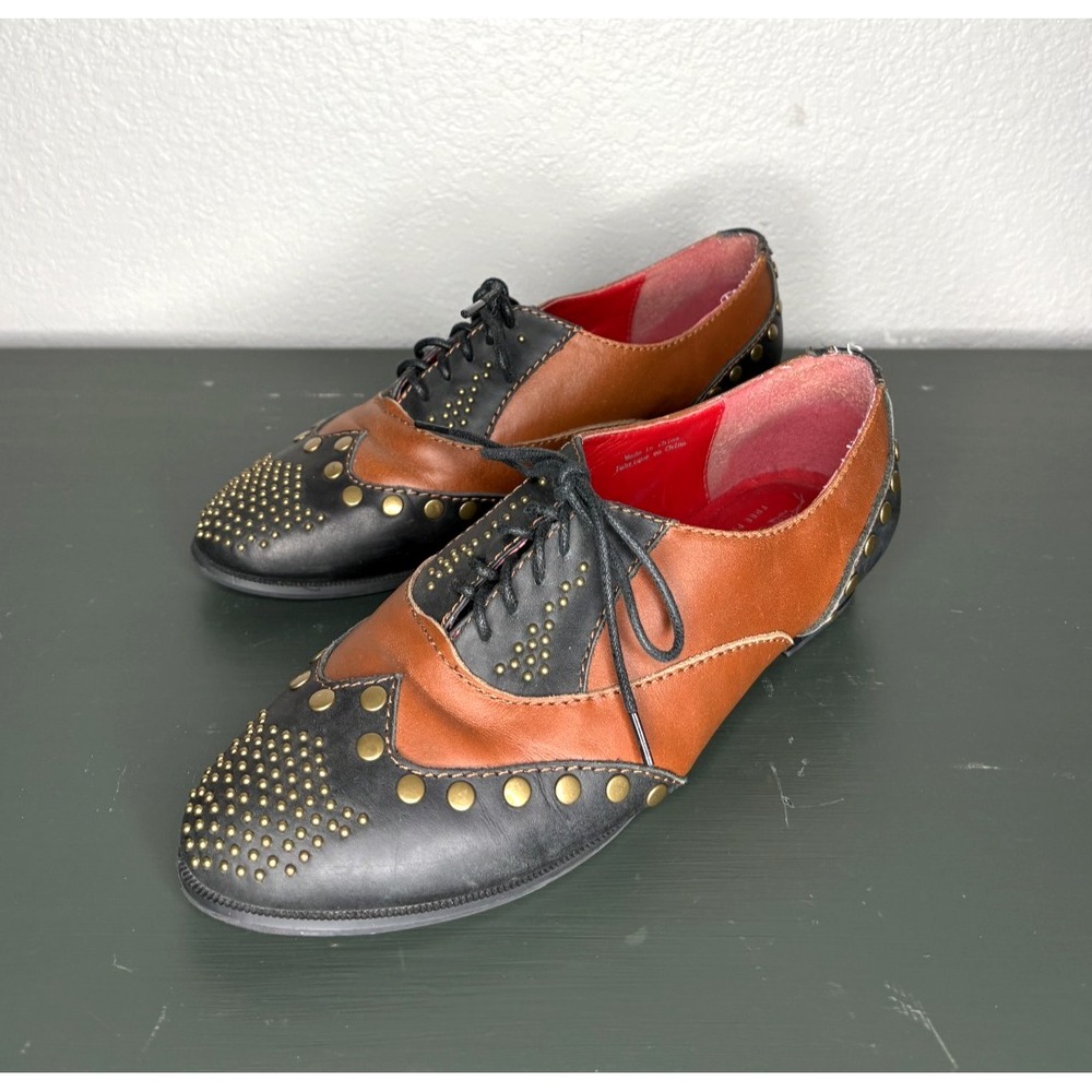 Jeffrey Campbell Free People Oxfords Leather Shoes Women's Size 7 Camel‎ Black